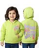Babyhug Cotton Knit Full Sleeves Hooded Sweatshirt with Front & Back Text Graphics & Kangaroo Pocket - Limegreen