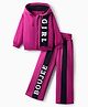 OLLINGTON ST. Cotton Full Sleeves Hooded Sweatshirt & Knit Pant Set - Pink