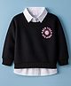 Babyhug Cotton Knit Full Sleeves Twofer Style Sweatshirt with Text Print - Black