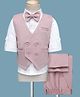 Robo Fry Cotton Woven Full Sleeves Three Piece Party Suit Set with Bow Applique - Pink