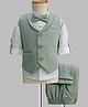 Robo Fry Cotton Woven Full Sleeves Printed 3 Piece Party Suit With Bow - Olive Green