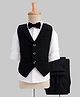 Robo Fry Cotton Woven Full Sleeves Solid Color 3 Pieces Party Suit with Bow - White & Black