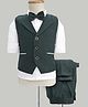 Robo Fry Cotton Woven Full Sleeves Solid 3 Piece Party Suit With Bow - Dark Green