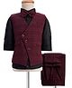 Robo Fry Cotton Woven Full Sleeves Solid Color 3 Pieces Party Suit - Black & Maroon