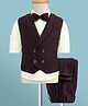 ToffyHouse Cotton Woven Full Sleeves 3 Piece Party Suit with Bow & Checks - Wine