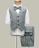 Robo Fry Cotton Woven Full Sleeves Solid Color 3 Piece Party Suits with Bow - Grey