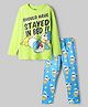 Pine Kids Disney Single Jersey Knit Full Sleeves Night Suit with Mickey Mouse & Friends Graphics - Light Green & Light Blue