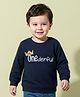 Mark & Mia Looper Knit Full Sleeves Sweatshirt with Text Graphic Print - Navy Blue
