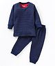 Bodycare Cotton Full Sleeves Pullover Thermal Inner Wear Set - Navy Blue