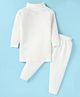 Bodycare Cotton Full Sleeves Solid Colour Turtle Neck Thermal Vest & Pant Set - White