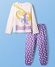 Pine Kids Disney Single Jersey Knit Full Sleeves Night Suit with Disney Princess Rapunzel Graphics - Lavender & White