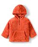 Babyhug Fur Knit Full Sleeves Hooded Sweatshirt with Kangaroo Pocket - Rust Orange