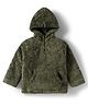 Babyhug Fur Knit Full Sleeves Solid Hooded Winter Jacket With Kangaroo Pockets - Olive Green