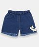 Creative Kids Denim Woven Butterfly Applique Detailed Frayed Shorts - Navy Blue