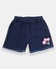 Creative Kids Denim Cotton Floral Embroidered & Applique Detailed Frayed Shorts - Navy Blue