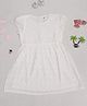 Creative Kids Cotton Woven Half Puffed Sleeves Schiffli Embroidered Dress - White