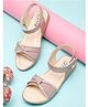 Tiny Bugs Stones Embellished Velcro Closure Sandals - Peach
