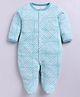 BABY GO Cotton Knit Full Sleeves Abstract Printed Sleepsuit - Sea Green