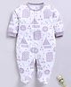 BABY GO Cotton Knit Full Sleeves Geometry Shapes Printed Sleepsuit - Off White