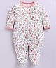 BABY GO Cotton Knit Floral Printed Sleepsuit - Pink & White
