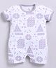BABY GO Cotton Knit Half Sleeves Geometry Shapes Printed Romper - Off White