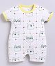 BABY GO Cotton Knit Half Sleeves Animals Printed Romper - White
