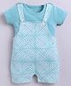 BABY GO Cotton Knit Abstract Printed Dungaree With Half Sleeves Tee - Sea Green