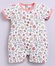 BABY GO Cotton Knit Half Sleeves Floral Printed Romper - Peach