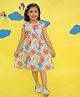 Vastrarth Pure Cotton Woven Half Sleeves Leaves Printed Dress - Blue