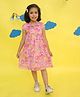 Vastrarth Pure Cotton Woven Half Sleeves Floral Printed Dress - Pink