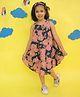 Vastrarth Pure Cotton Woven Sleeveless Floral Printed Dress With Coordinating Hair Band & Sling Bag - Navy Blue
