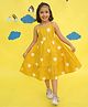 Vastrarth Pure Cotton Woven Sleeveless Hearts Printed Tiered Dress - Mustard
