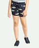 Ariel Cotton Knit Sharks Printed Shorts - Navy Blue