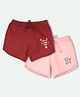 Ariel Cotton Knit Pack Of 2 I M A Cute Cat & Drama Queen Text Printed Shorts - Maroon & Pink