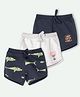 Ariel Cotton Knit Pack Of 3 Sharks & Super Girl Text Printed Shorts - Grey & Navy Blue