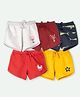 Ariel Cotton Knit Pack Of 5 Unicorn & Typography Printed Shorts - Grey Maroon Navy Blue Red & Yellow