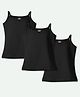 Ariel Cotton Lycra Knit Pack Of 3 Sleeveless Solid Camisoles - Black