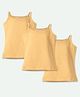 Ariel Cotton Lycra Knit Pack Of 3 Sleeveless Solid Camisoles - Beige