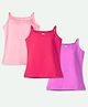 Ariel Cotton Lycra Knit Pack Of 3 Sleeveless Solid Camisoles - Purple Light & Dark Pink