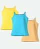 Ariel Cotton Lycra Knit Pack Of 3 Sleeveless Solid Camisoles - Yellow Sky Blue & Beige