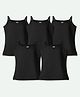 Ariel Cotton Lycra Knit Pack Of 5 Sleeveless Solid Camisoles - Black