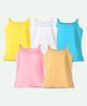 Ariel Cotton Lycra Knit Pack Of 5 Sleeveless Solid Camisoles - Yellow White Sky Blue Pink & Beige