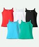 Ariel Cotton Lycra Knit Pack Of 5 Sleeveless Solid Camisoles - Red White Black Sky Blue & Green