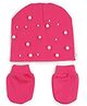 Tipy Tipy Tap Cotton Pearls Embellished Cap With Mittens Set - Pink - Diameter - 32cm