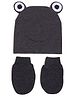 Tipy Tipy Tap Cotton Frog Eyes Applique Detailed Cap With Mittens Set - Dark Grey - Diameter - 32cm