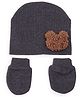 Tipy Tipy Tap Set Of 2 Teddy Bear Face Designed Cap With Mittens - Dark Grey - Diameter - 32 cm