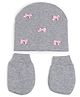 Tipy Tipy Tap Set Of 2 Bows Embellished Cap With Mittens - Light Grey - Diameter - 32 cm