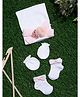 Tipy Tipy Tap Bow Floral Designed Infant Cap With Socks & Mittens - White - Diameter - 36Cm