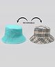 Tipy Tipy Tap Cotton Solid & Checked Reversible Bucket Cap - Turquoise - Diameter - 60cm