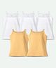 Ariel Cotton Lycra Knit Pack Of 5 Sleeveless Solid Camisoles - White & Beige